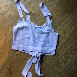 Pink knit crop tank top